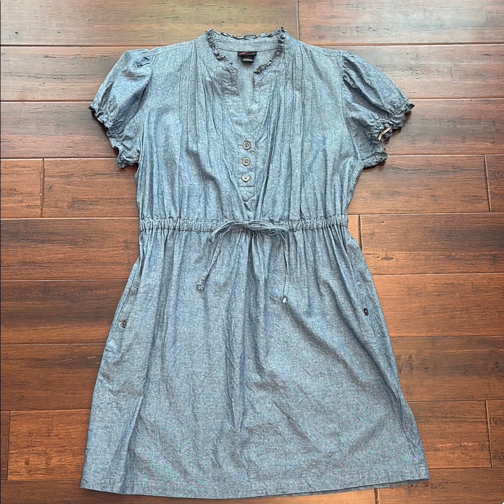 Torrid Women’s Chambray Dress 12 (runs like 16) Short Slvs Elastic Waist Pockets